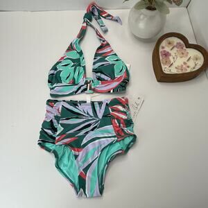 Anne Cole Two Piece Triangle Bikini Top/High Rise Bottoms Women's XS NWT
